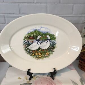 Homer Laughlin Vintage Duck & Ducklings Oval Platter Farmhouse Spring Decor